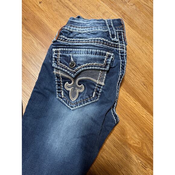 Rock Revival Avery Straight Jeans Size 25 Embroidered Fleur De Paisley EB - Picture 1 of 7